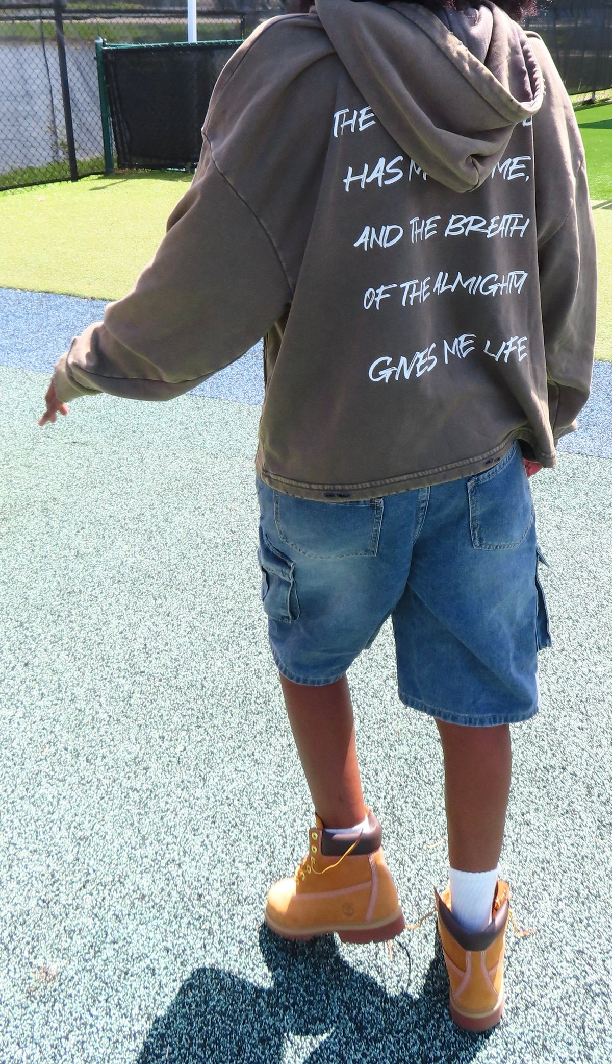 Vintage Custom Washed Frayed-Hem Hoodie - Olive Grey