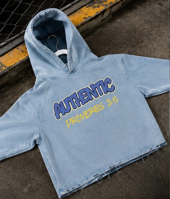 Proverbs 3:5 Washed Frayed-Hem Hoodie